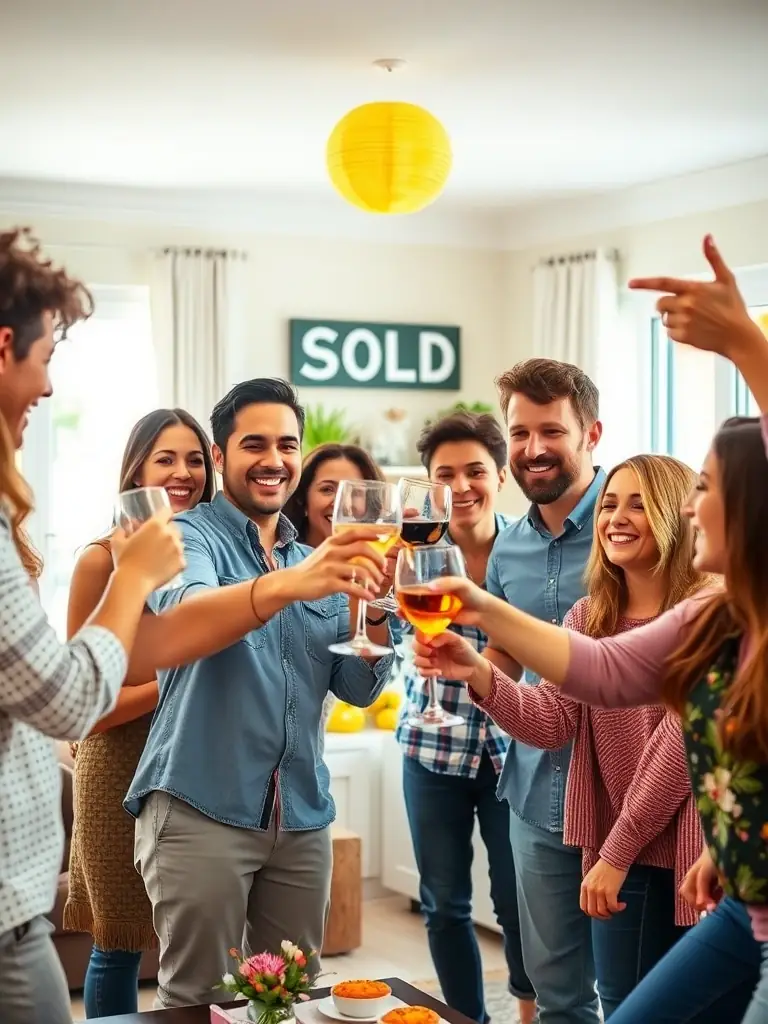 A diverse group of people celebrating a financial achievement, such as buying a home or starting a business, symbolizing the positive outcomes of financial planning.